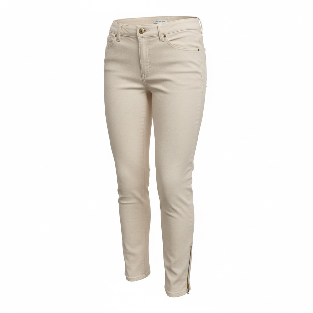 Michael Kors White Capri Pants – Gold Zipper Detail – Size 4